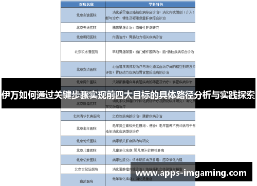 伊万如何通过关键步骤实现前四大目标的具体路径分析与实践探索