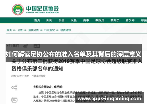 如何解读足协公布的准入名单及其背后的深层意义