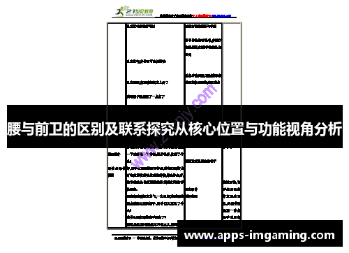腰与前卫的区别及联系探究从核心位置与功能视角分析